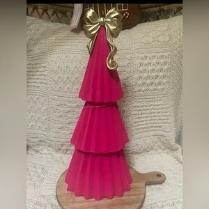 Festive Pink and Gold Bow Holiday Tree Decoration Christmas Valentine’s Day